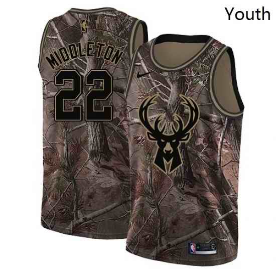 Youth Nike Milwaukee Bucks 22 Khris Middleton Swingman Camo Realtree Collection NBA Jersey